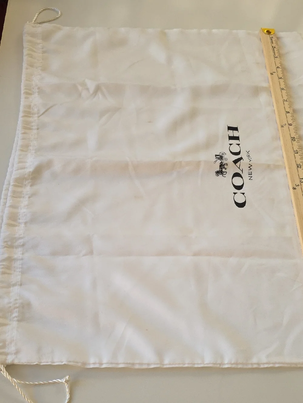 Coach White‎ Drawstring Dust Bag with Black Logo